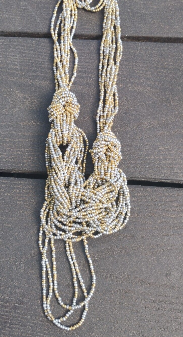 paparazzi Gold & Silver Multi-Strand Knot Seed Bead Necklace